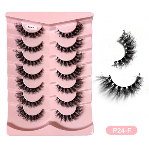 Imagen 2 del producto HZJY 7 pares de pestañas postizas pestañas finas aspecto Natural pestañas postizas imitación visón tira esponjosa paquete de pestañas postizas