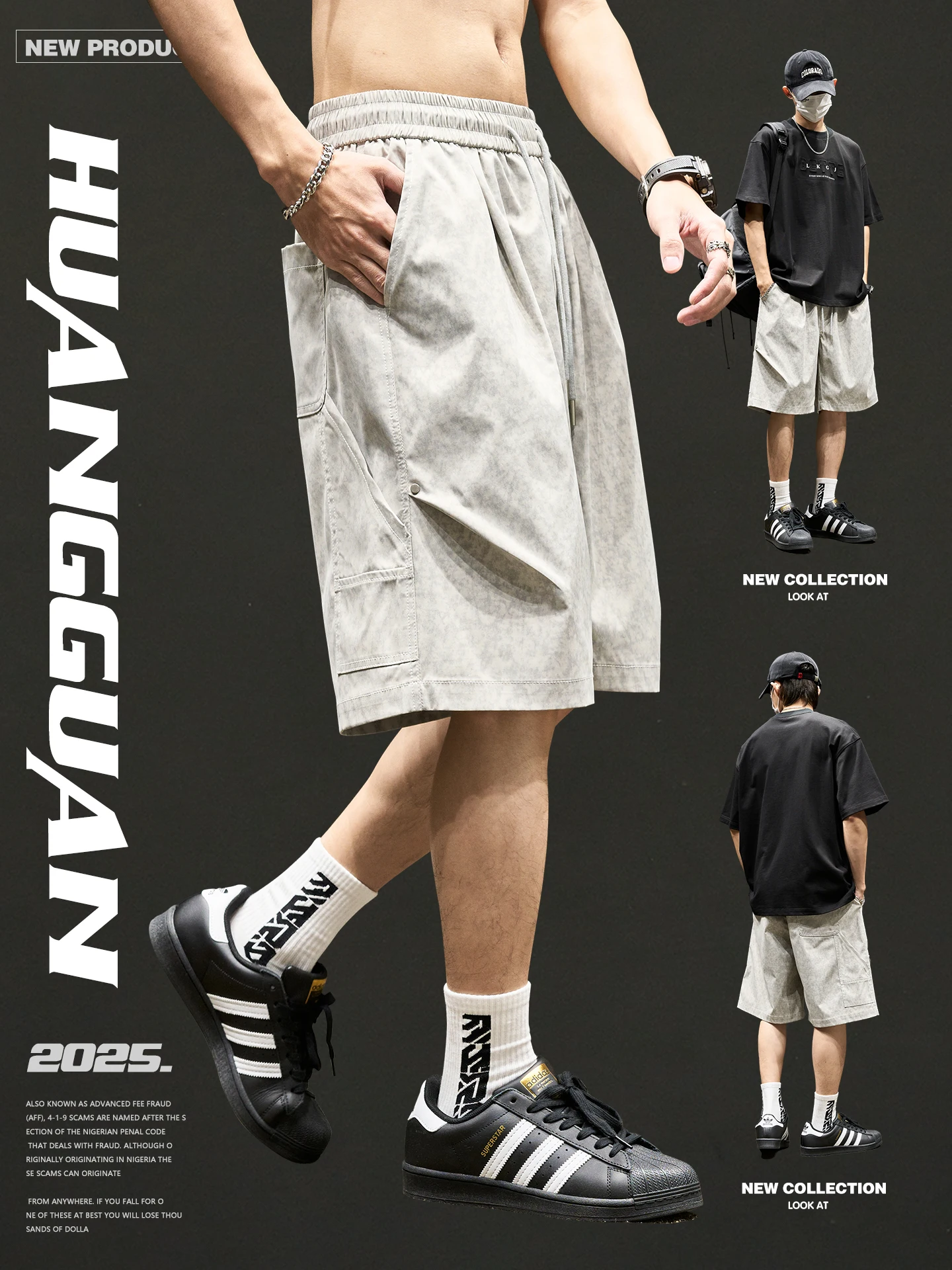 

Ice Silk Workwear Sle Men's orts Summer Thin Qui Dry Sport Utili Casual Five-Quarter Length Youth Faion Polyester F...