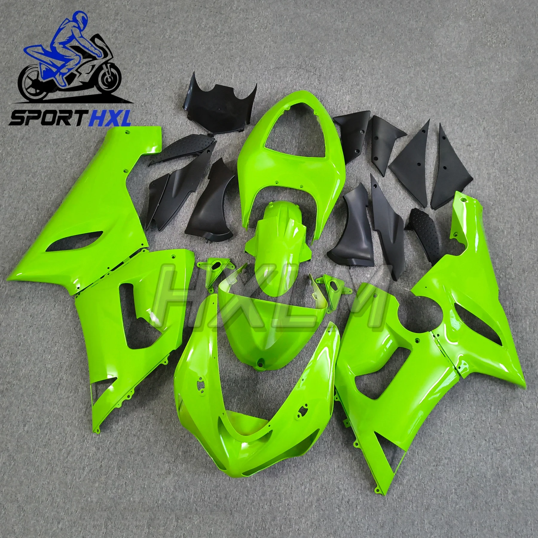 Gloss Finish Motorcycle Bodywork Set ZX6R ZX 6R Bodywork Set High Quality ABS Injection New Green Fits Kawasaki ZX-636 2005 2006