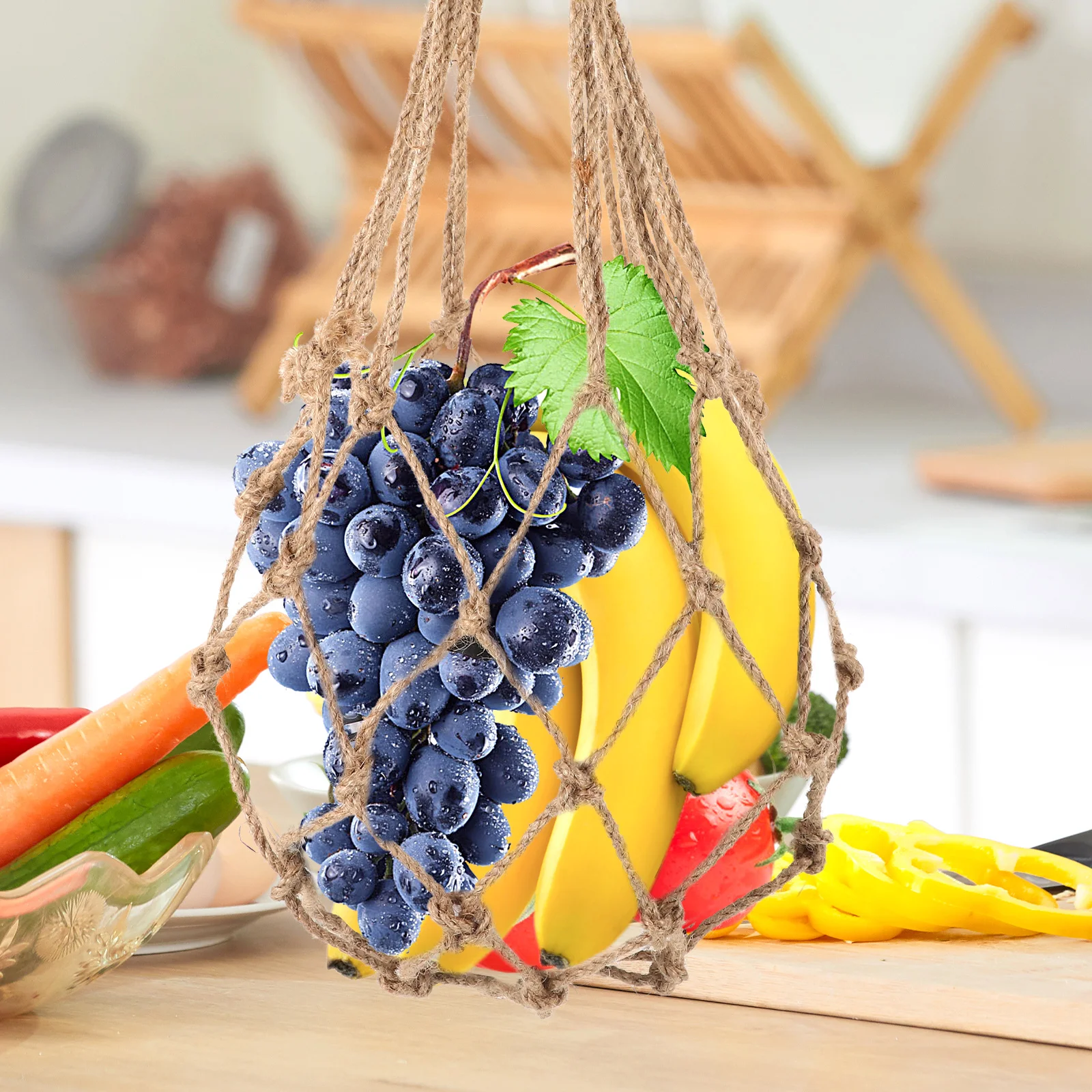 

Versatile Jute Woven Net Bag Large Capacity Mesh Grocery Bag for Fruits Vegetables Home Outdoor Use Mesh Bags for Vegetables