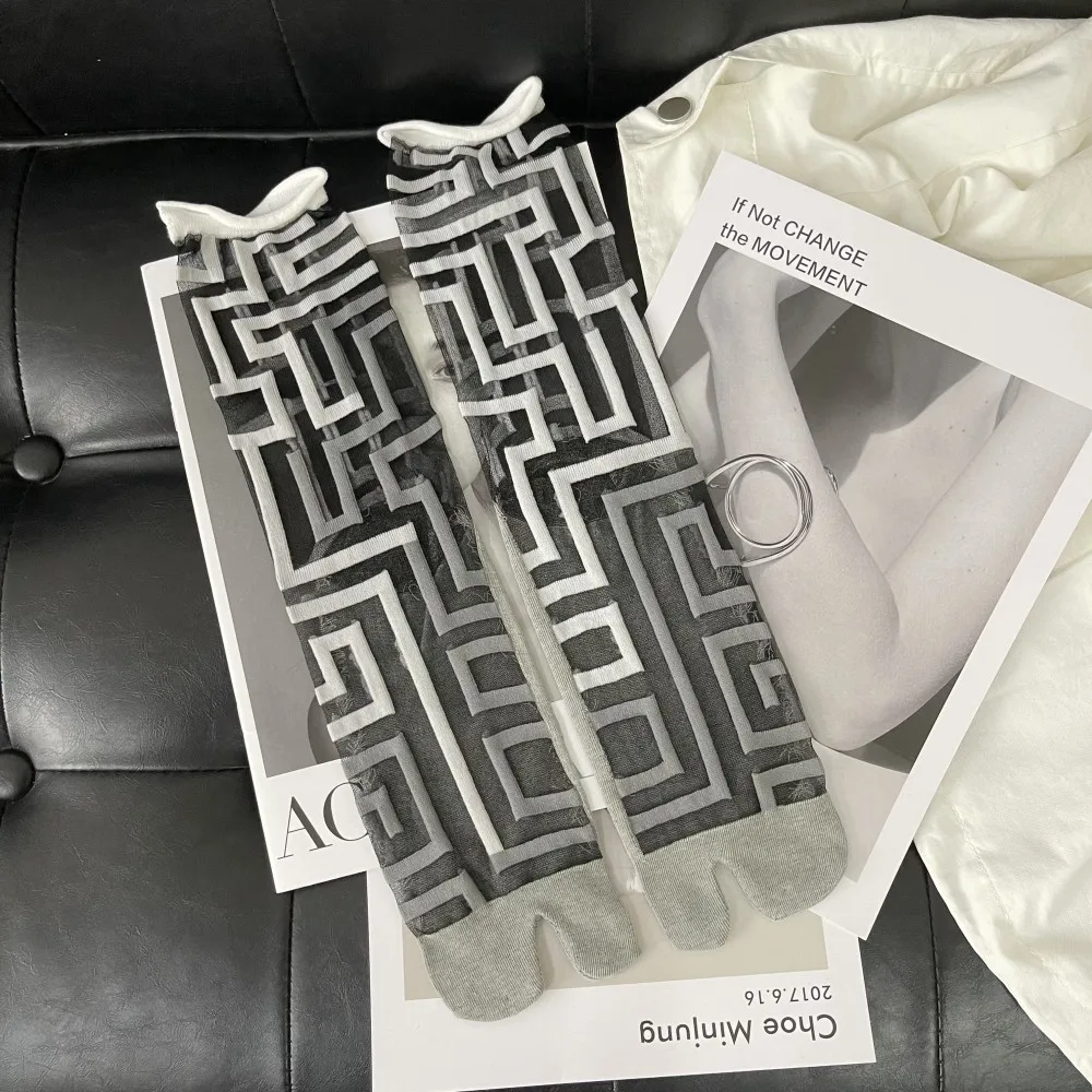 Sommer Ultra-Dünne Kristall Seide Sheer Rüschen Tabi Socken Japanische Frauen Zehensocken Literarische Persönlichkeit Weibliche Zehensocken – Detail 14