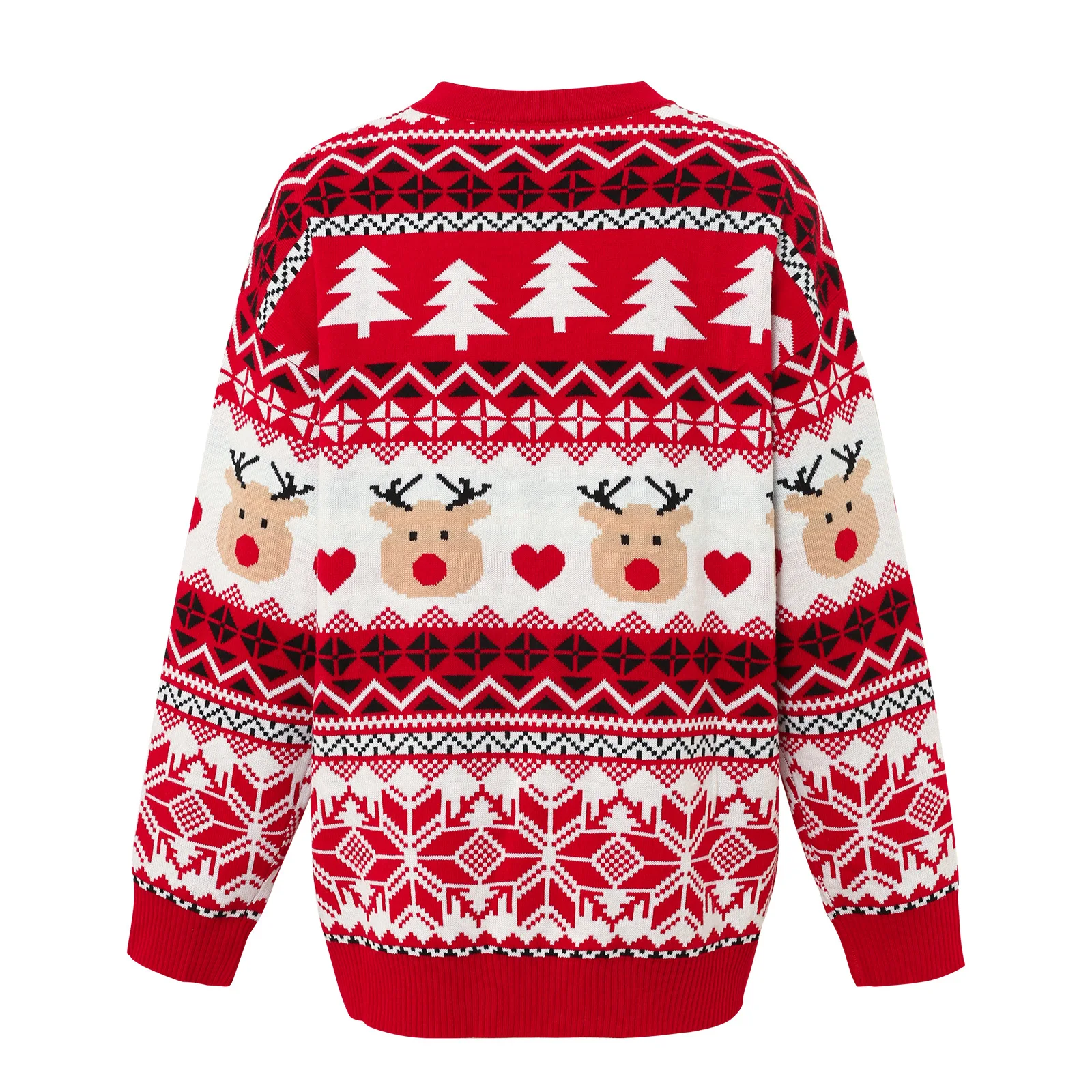 Christmas Sweater Plus Size Women\'s Loose Round Neck Top with Pullover and Base Knit Sweater