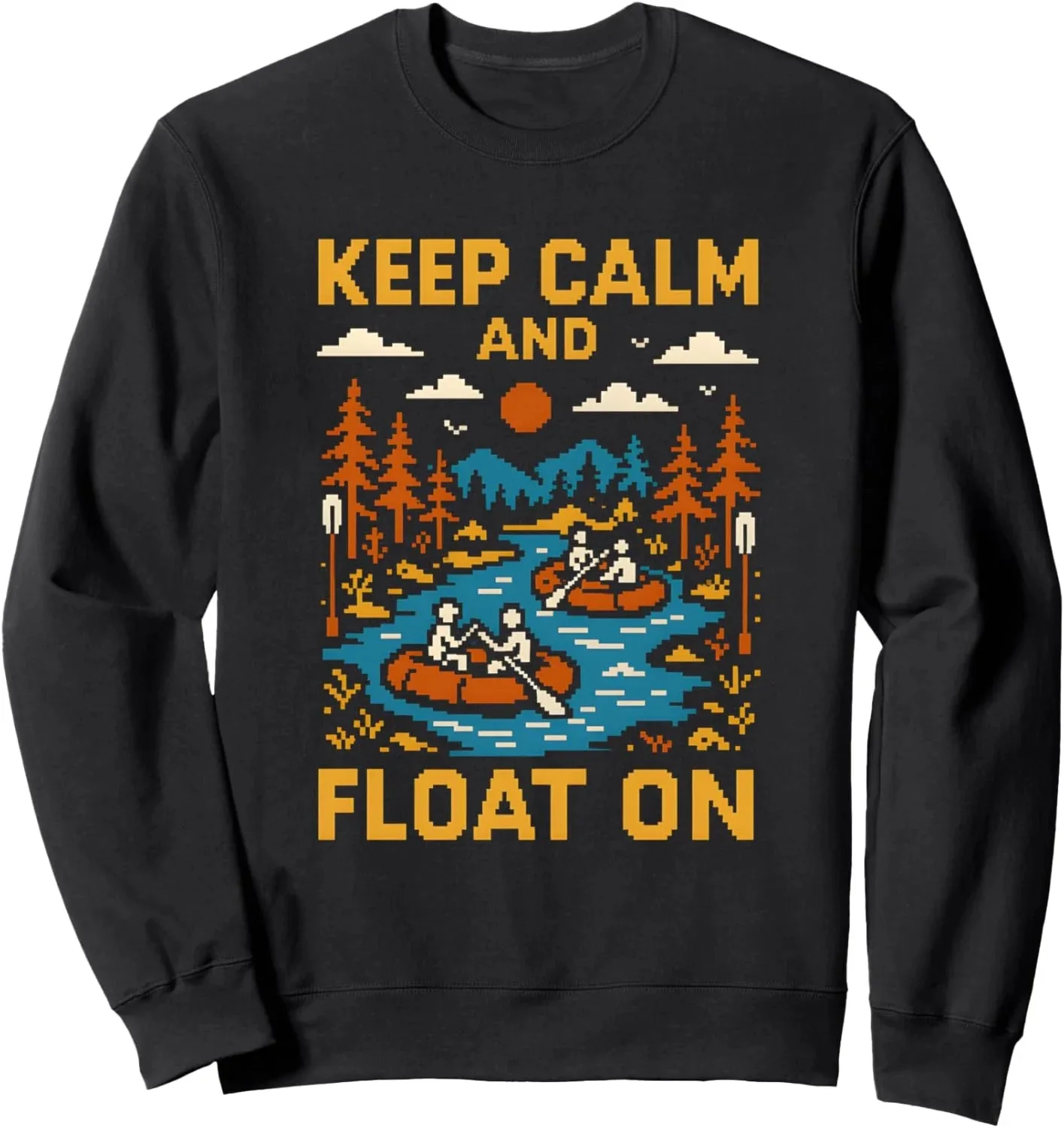 

Autumn and Winter Outdoor - Drifting Themed Cotton Crew Neck Sweatshirt Retro - Pixel Design Features The Motivational Phrase