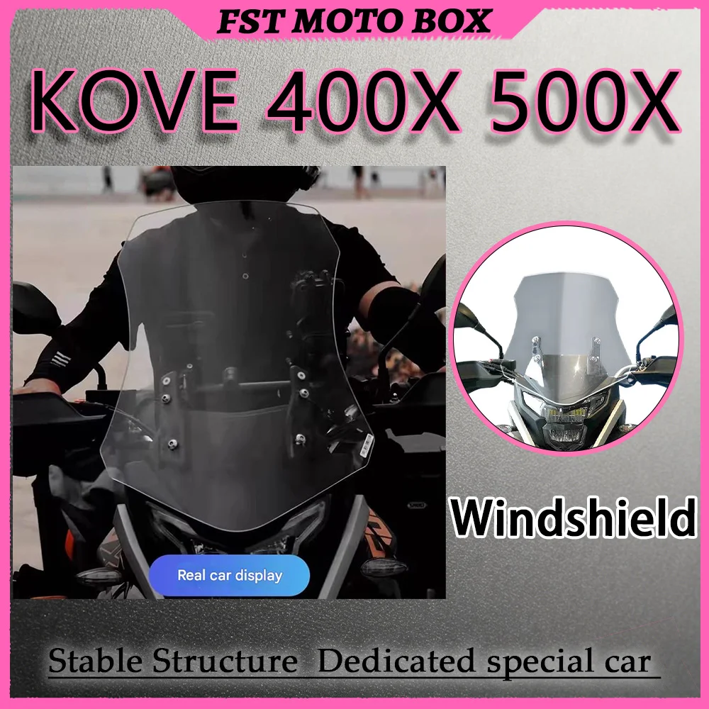 FOR KOVE 400X 500X Modified Elevated Transparent Windshield Air Diversion Upper Body Wind Impact Reduction for Motorcycle