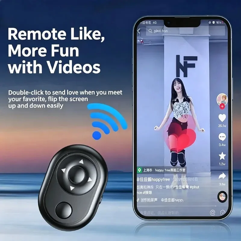 Bluetooth Camera Remote & Page Turner – Universal Wireless Selfie Clicker for Android iPhone, Short Video Flip Page, Live Stream