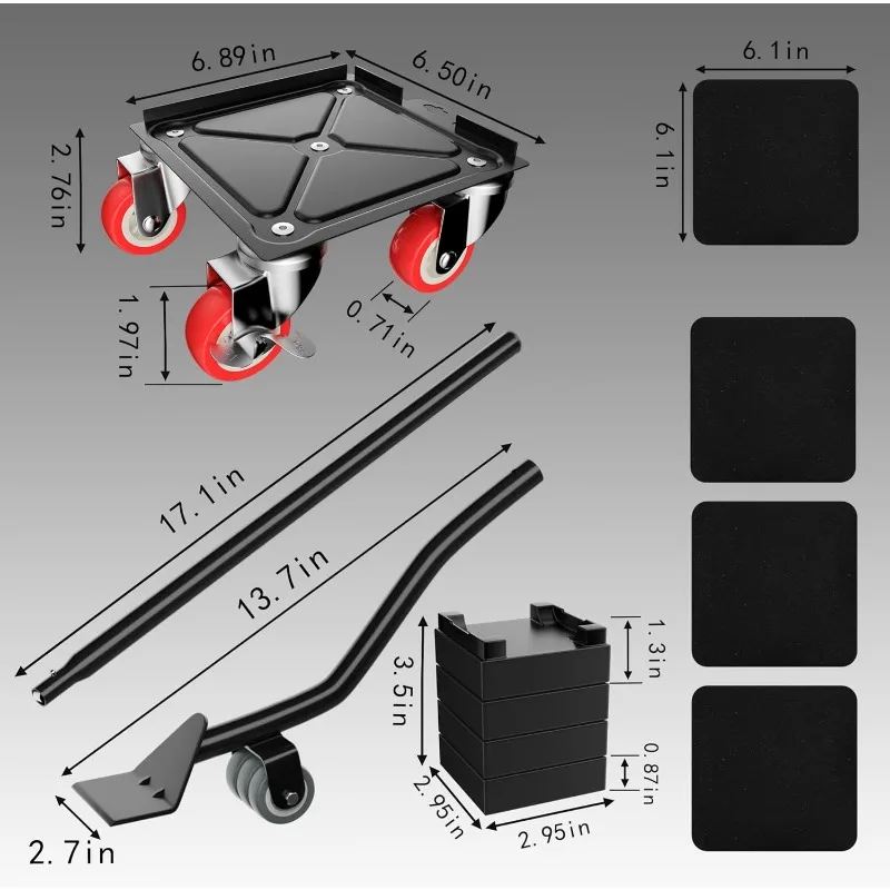 【Upgrade Large】 Furniture Dolly,Furniture Movers with 5 Wheels,Carbon Steel Panel Heavy Duty