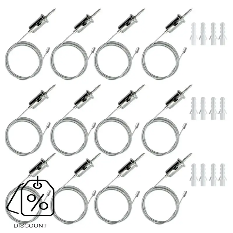 ABJO-12 Sets Hexagon Garage Suspension Cables Kit Steel Hanging Chains, Honeycomb Light Connector Pendant Wire Rope Cable