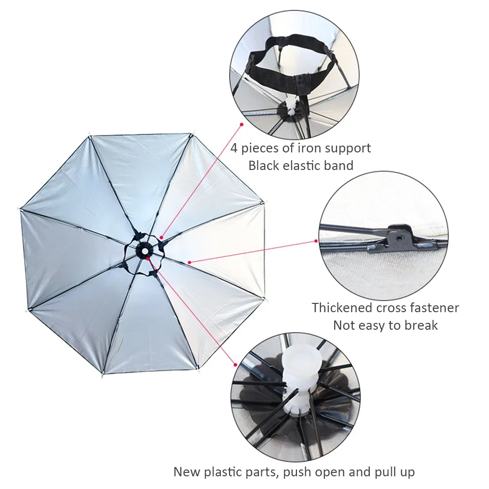 Portable Rain Hat Outdoor Folding Umbrella Fishing Sun Shade Anti-UV Camping Fishing Headwear Cap Beach Head Hats Accessory