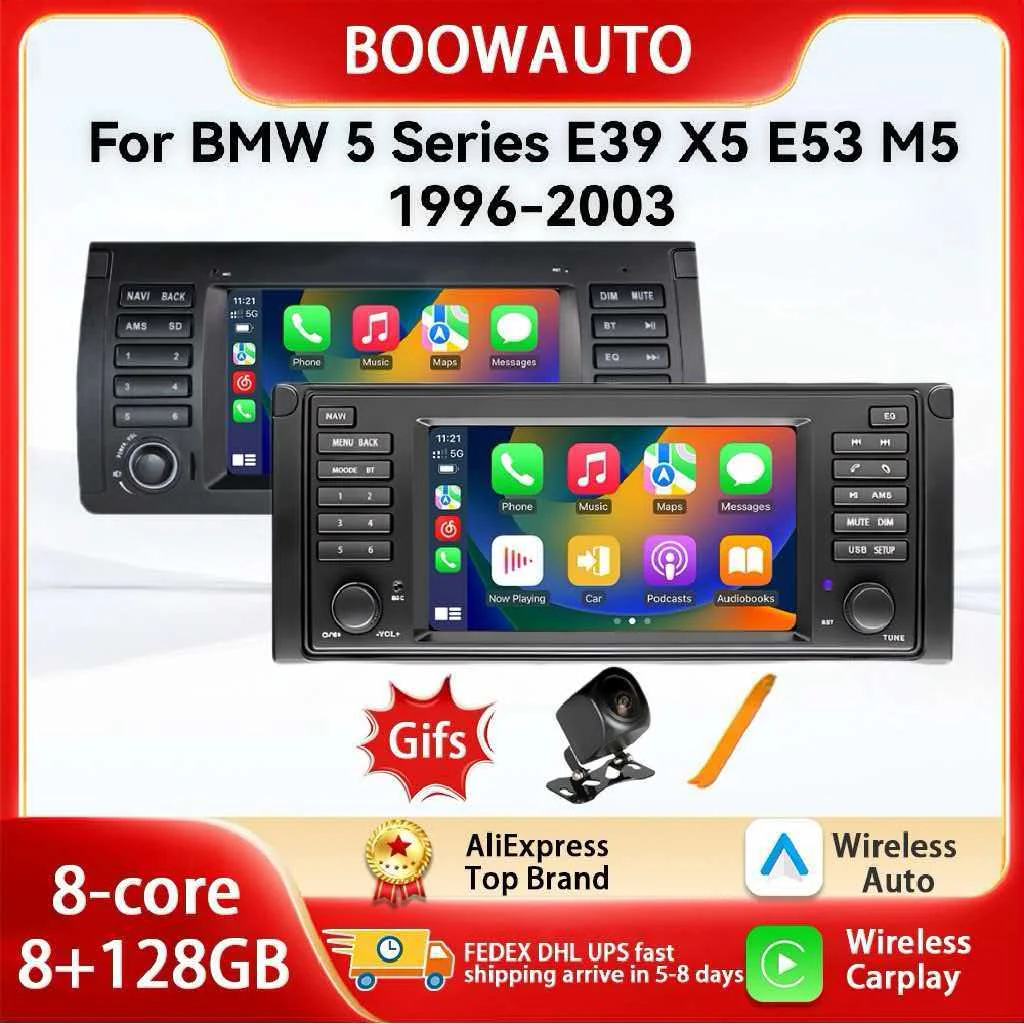7 Inch Android Auto Car Radio GPS Navigation For BMW 5 Series E39 X5 E53 M5 1996-2003 Multimedia Player Video 4G WIFI 2din DVD