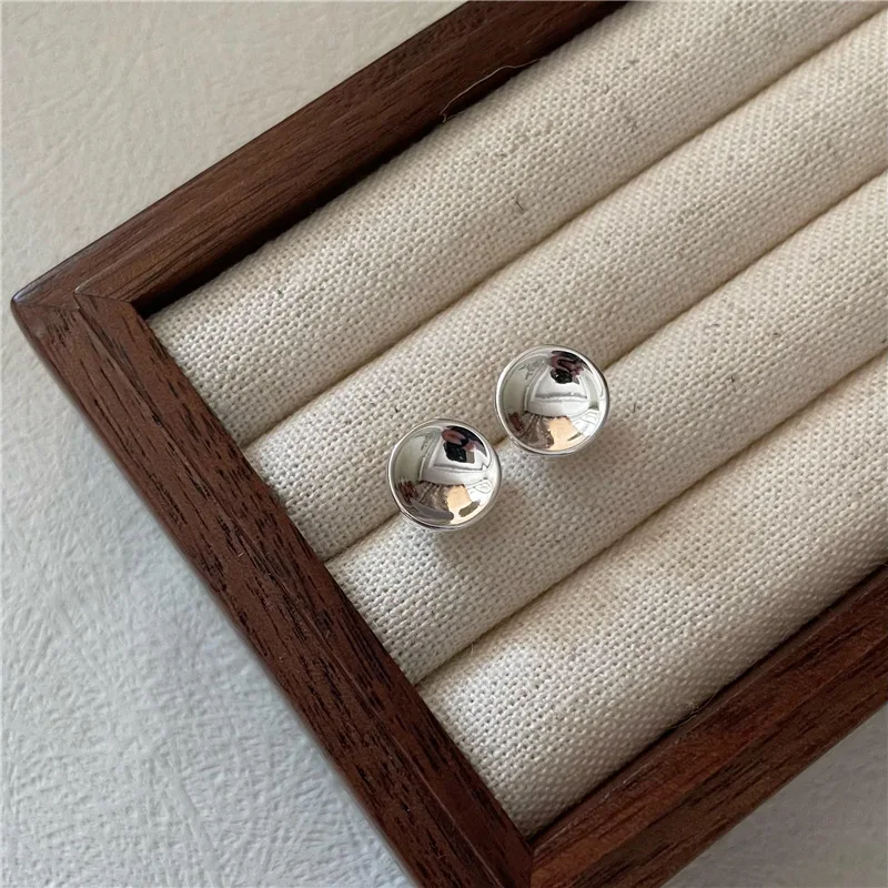 

Aretes De Plata 925 Puro Sterling Silver Concave Earrings Simple Korean INS Design Basic Studs