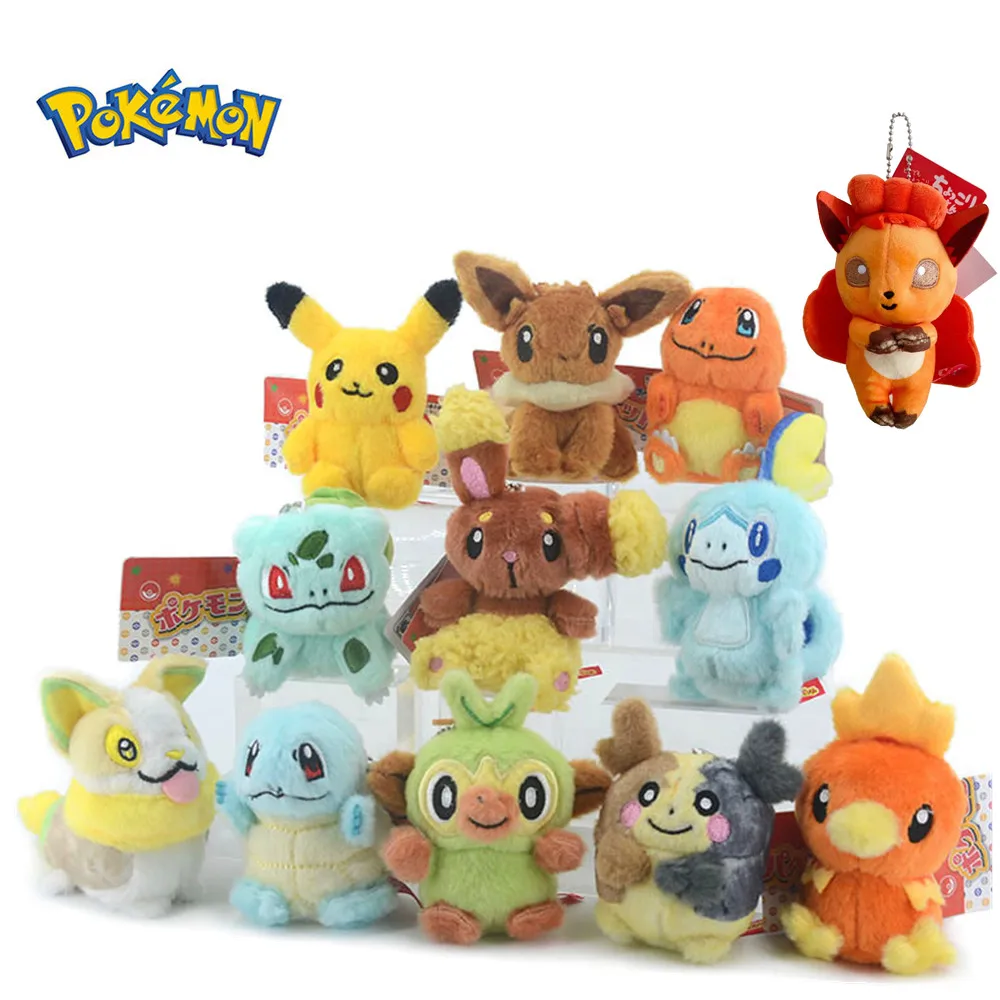 

New Pokemon Morpeko Eevee Pikachu Umbreon Bulbasaur Vulpix Sobble Yamper Buneary Fluffy plush Keychain Doll Pendant Kids Gifts