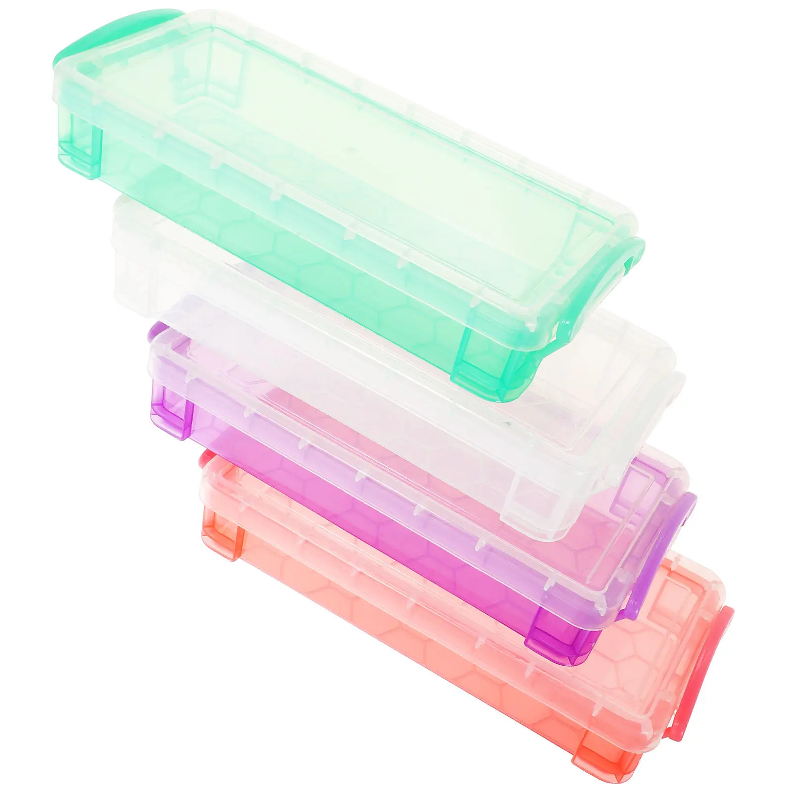4Pcs Multi Function Pencil Cases High Density Plastic Large Capacity Pen Organizer Lid for School Art Studio Drawing