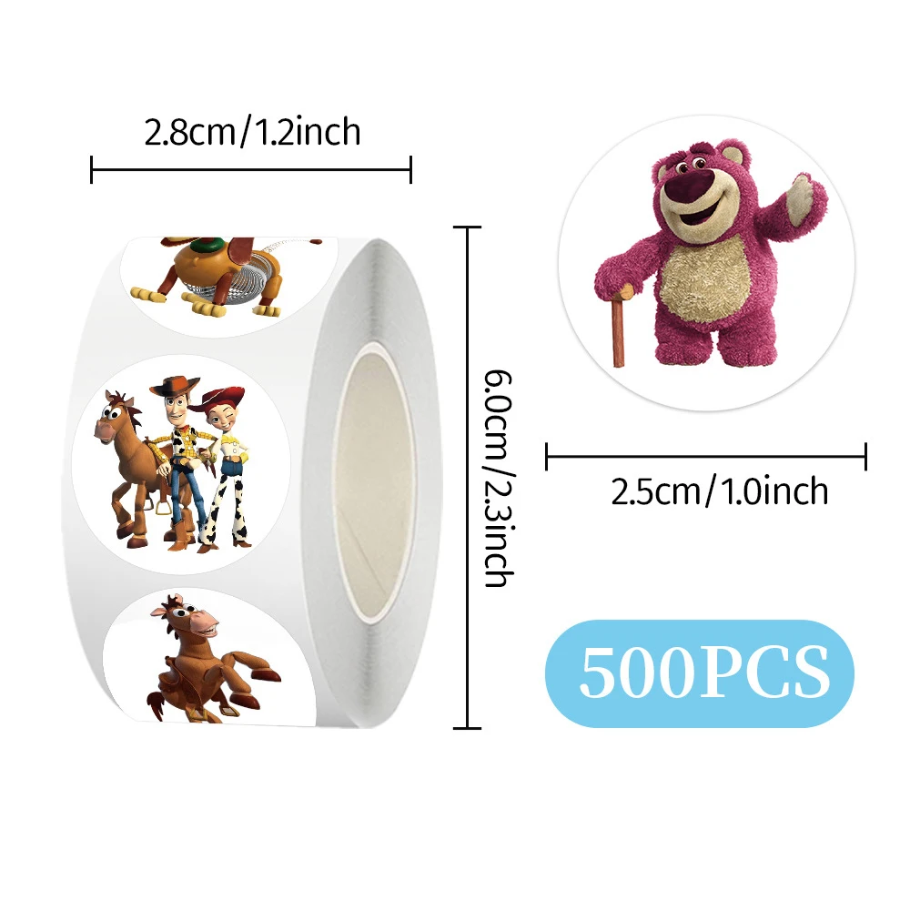 500 Stück/Rolle Disney Toy Story Siegelaufkleber Niedliche Cartoon-Anime-Sticker DIY Handy-Gitarren-Dekoration Belohnungs-Aufkleber Spielzeug Party-Geschenk