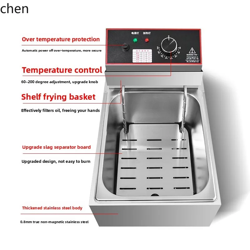 Fritadeira de aço inoxidável espessada comercial ZML Fritadeira de cilindro duplo único e grande capacidade