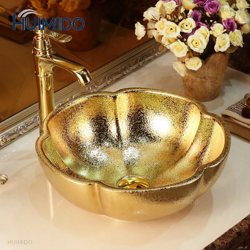 Jingdezhen European-style personalized stage basin, golden art basin,household creative washbasin