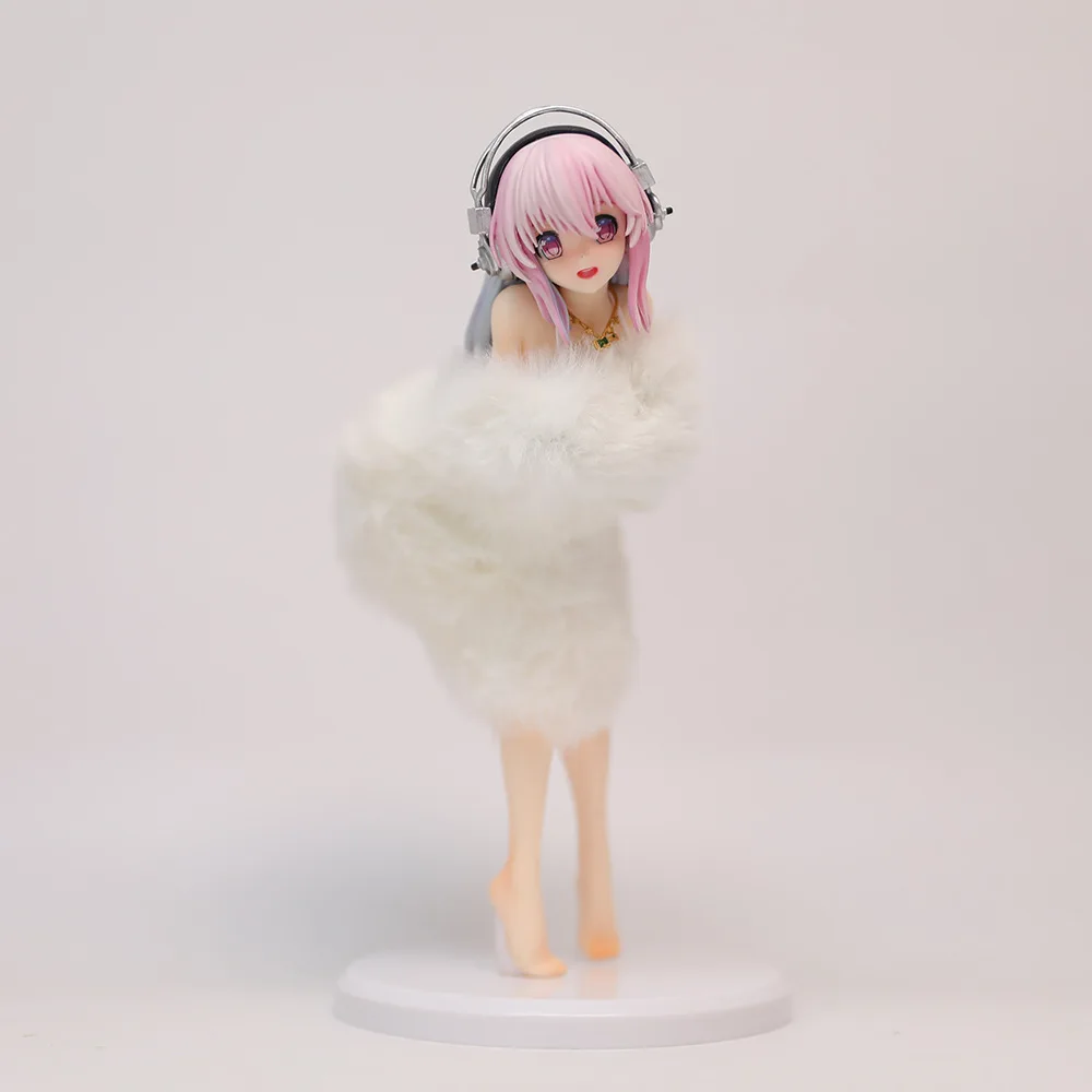 Super Sonico Anime Figure Pvc Collectible Model Fluffy Fur Bikini Style Desktop Decoration Ornament For Anime Collectors