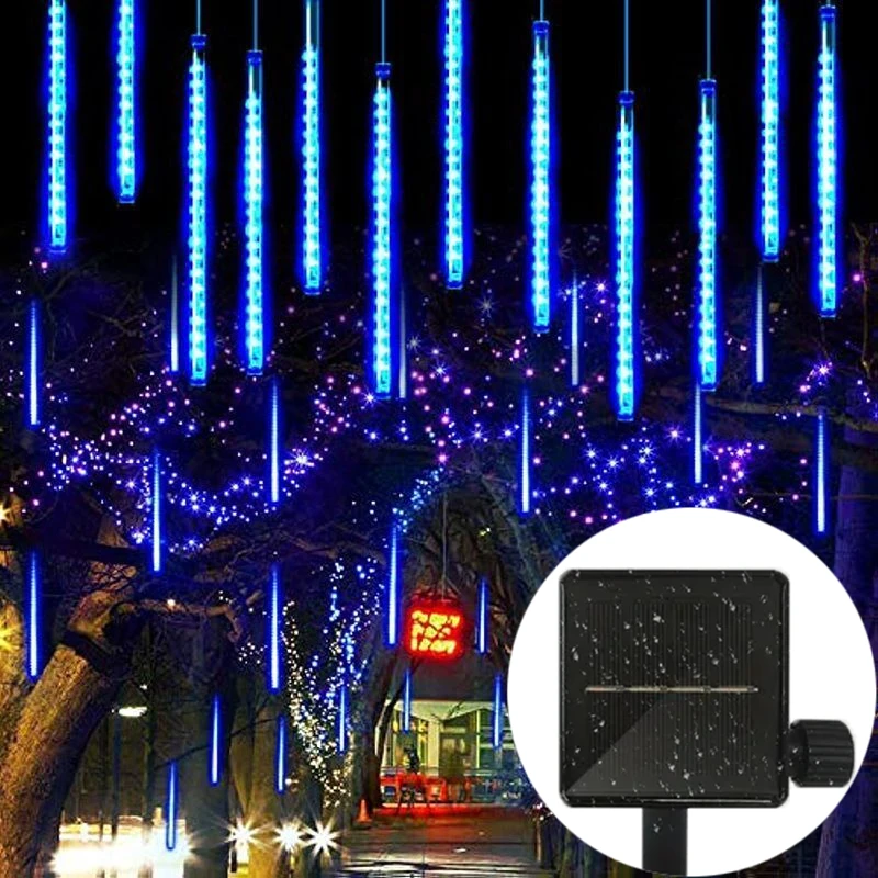 

30/50cm Solar LED Fairy Light Wedding Decor 8 Tubes Garden Holiday String Light Christmas Tree Decoration Meteor Shower Light