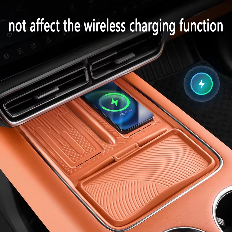 For 2024 LiXiang Li L6 L7 L8 L9 MEGA Car Central Control Wireless Silicone Pad  Leading Ideal NonSlip Protective Mat Storage Box