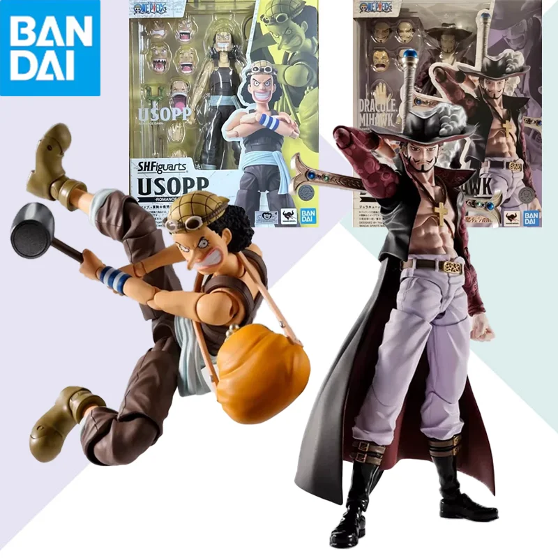 

BANDAI Genuine One Piece S.H.Figuarts USOPP Dracule Mihawk Action Anime Figure Collection Model Toy Ornaments Gift Children