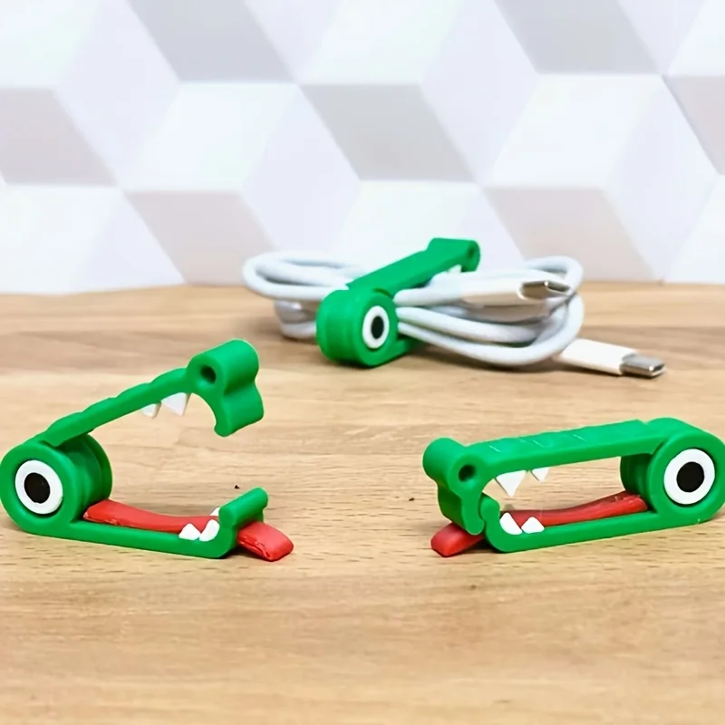 1/3pcs Fun Crocodile Cable Organizer Clip - Adorable Crocodile-Shaped Holder, PET Material Suitable for Travel,, Office, Bedside