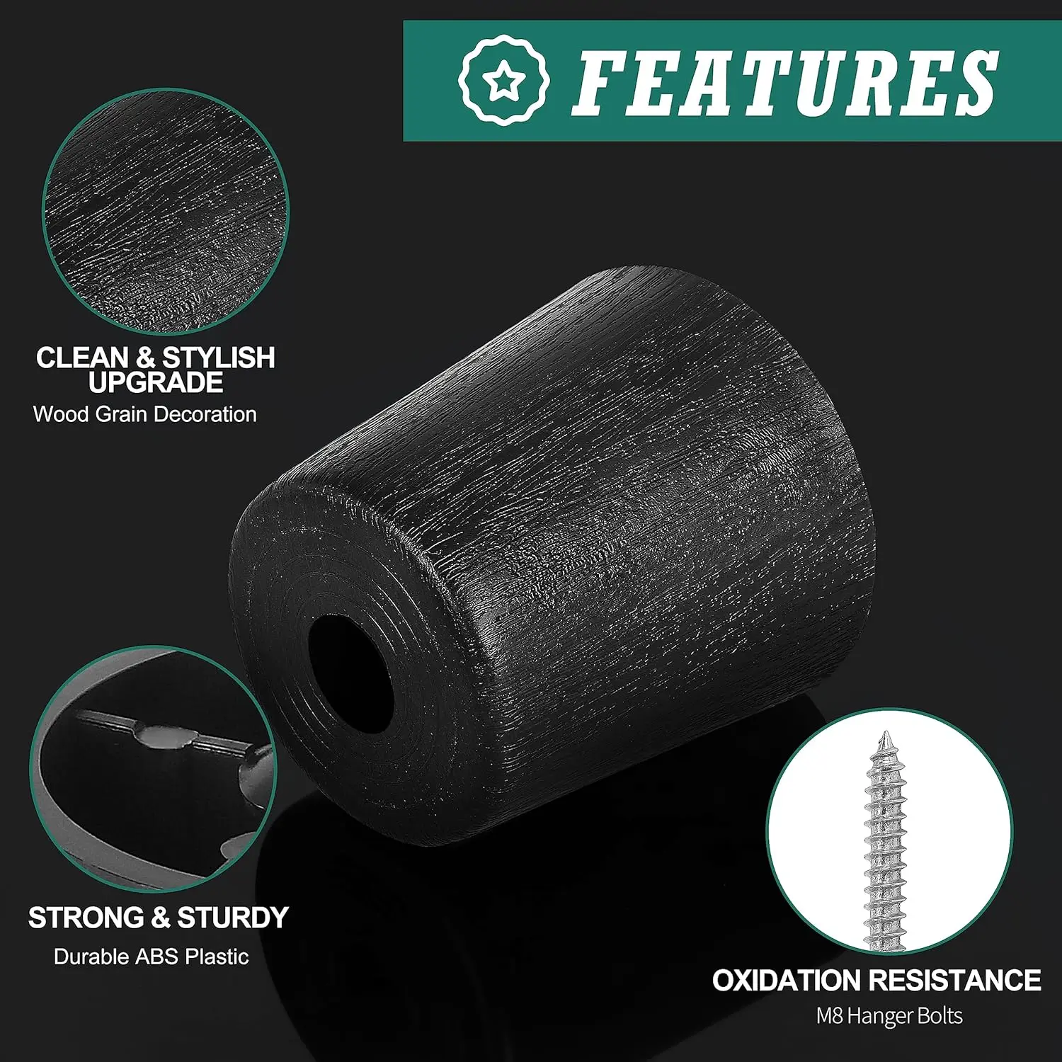 أرجل أثاث بلاستيكية سوداء مقاس 2 بوصة، أرجل أريكة مدببة مستديرة، أرجل بديلة لأريكة طاولة الأريكة والأثاث