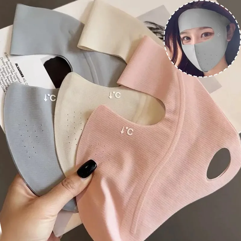 Full-Face UV Face Mask Reusable SunProtection Sunscreen Washable Soft Breathable Ice Silk Sunscreen Outdoor Mask