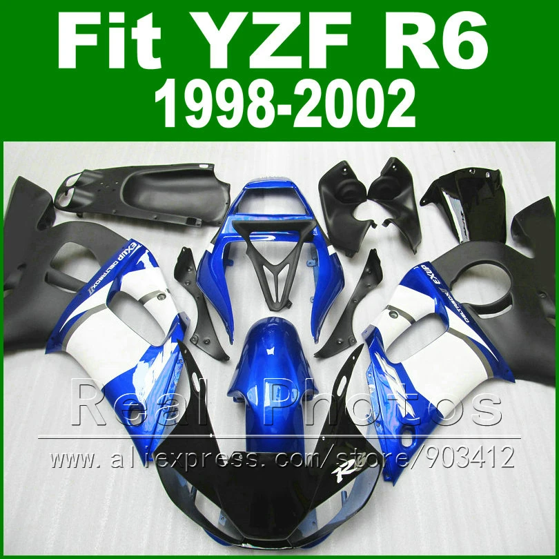 

New motorcycle parts for YAMAHA R6 fairing 1998 1999 2000 2001 2002 blue and black YZF R6 fairings 1998-2002 kits