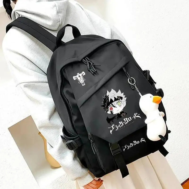 أنيمي لعبة أبيض أسود البرسيم طالب المراهقين الحقائب المدرسية سعة كبيرة Mochilas حقائب الظهر ل