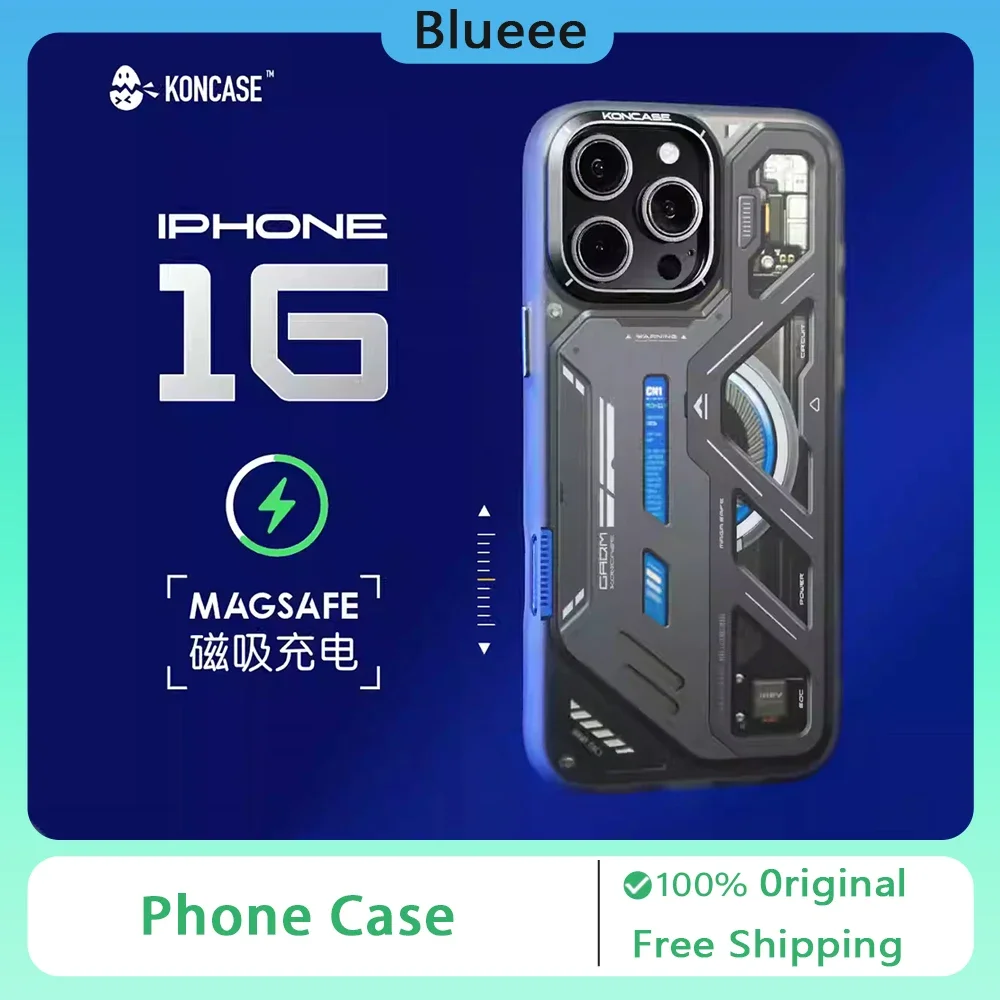 Koncase Phone Case Anti-Drop Tpu Metal Lens Ring Aluminum Buttom N52 Magnetic Charging Phone Cover for iPhone 16 Pro Max Gift