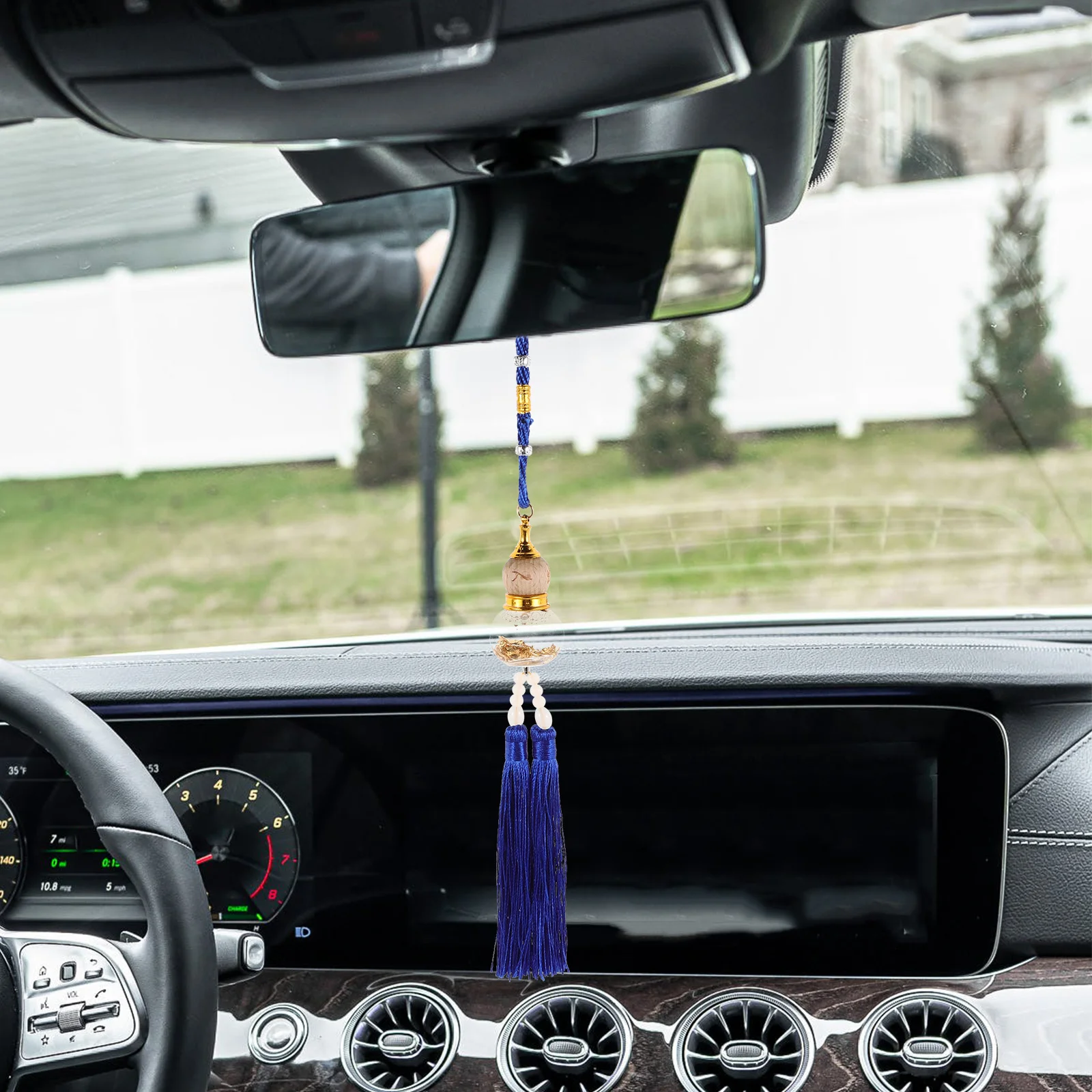 

Lucky Gourd Tassel Pendant Car Rear View Mirror Decor Chinese Feng Shui Ornament Vehicle Interior Accessory Good Luck Charm