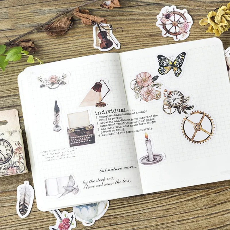 1 Box Vintage Journal Travel Paper Crafting Diary Japanese Stickers Scrapbooking