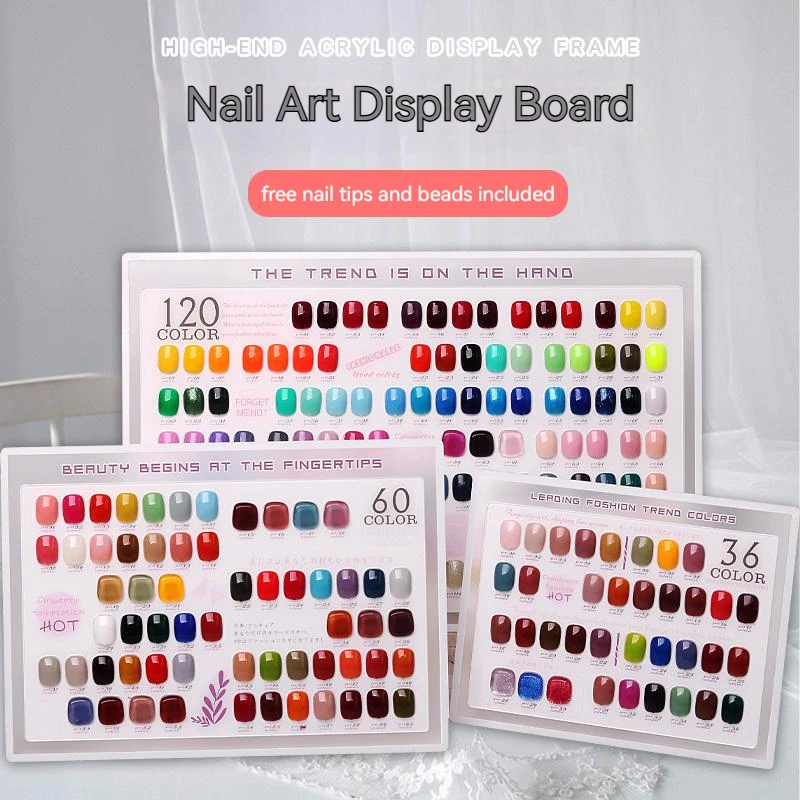 36/48/80 Colors Japanese Style Manicure Display Board Acrylic Nail Plate With False Tips UV Gel Polish Glue Colors Showing Shelf