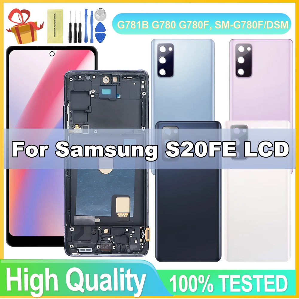 TFT LCD do Samsung Galaxy S20 FE z ramką, LCD do Samsung S20FE G781B G780 Wyświetlacz dotykowy Digitizer Ekran zastępczy