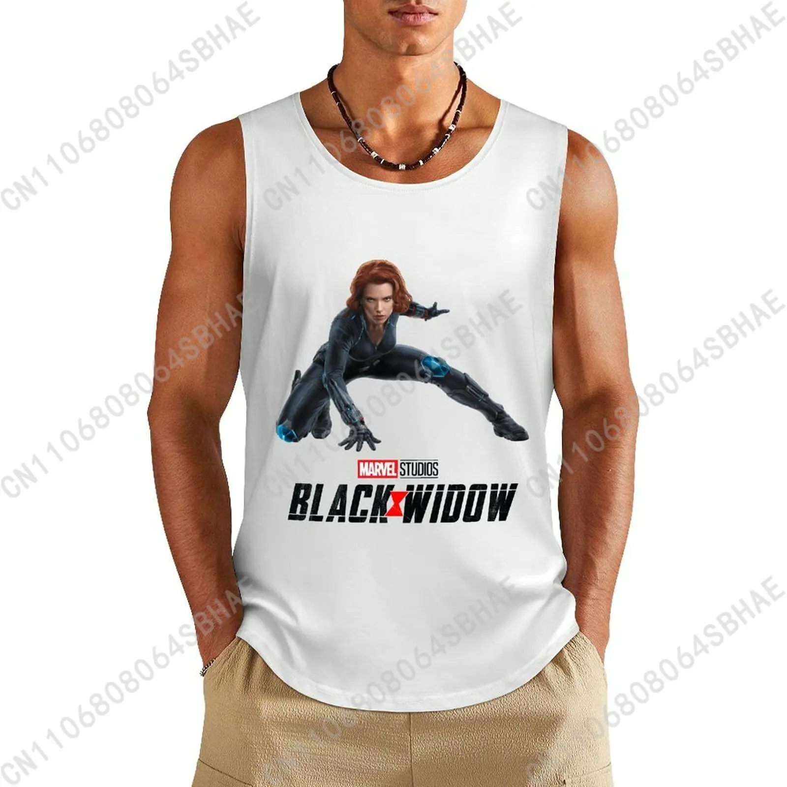Marvel Black Widow Custom Pattern Mens Cotton Tank Top Cotton Sleeveless Shirt Men Undershirt Personalized Gifts Cosplay