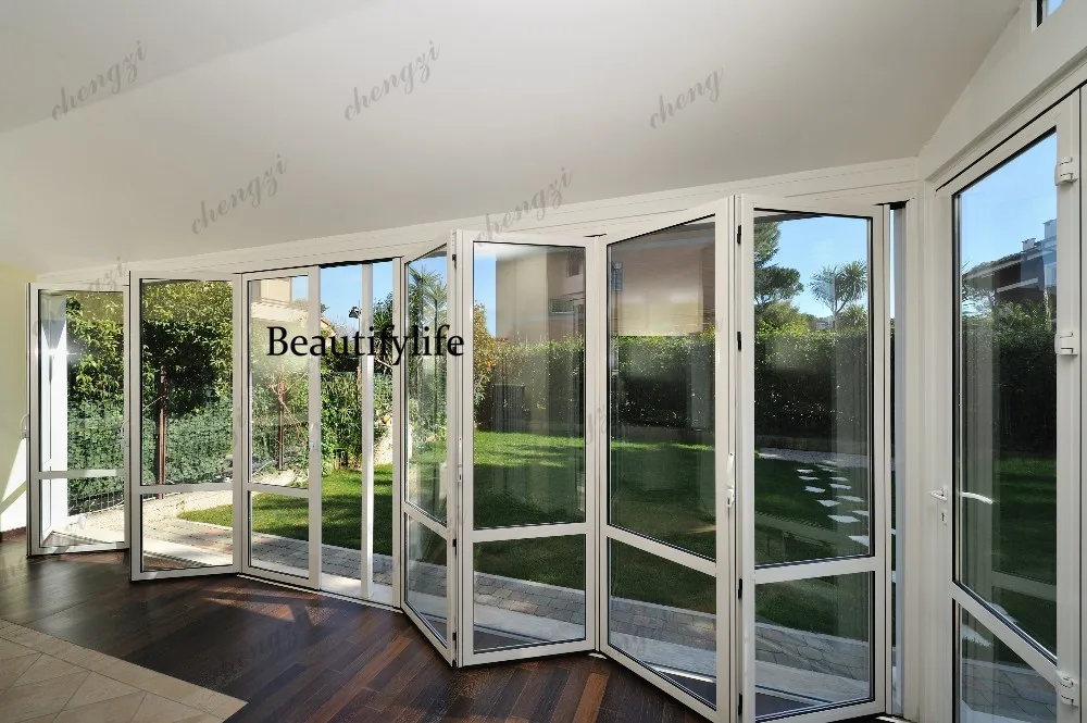Z183 Customization Aluminum Glass Sliding Folding Door Patio Exterior Bifold Doors Double Glazing Aluminum Bi Folding Door