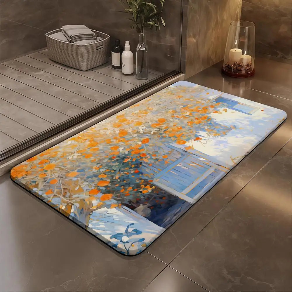 

Early Autumn Floor Mat Bathroom Soft Diatomaceous Mud Floor Mat, Bathroom Absorbent Foot Mat, Toilet Sink, Bedroom Mat, Carpet
