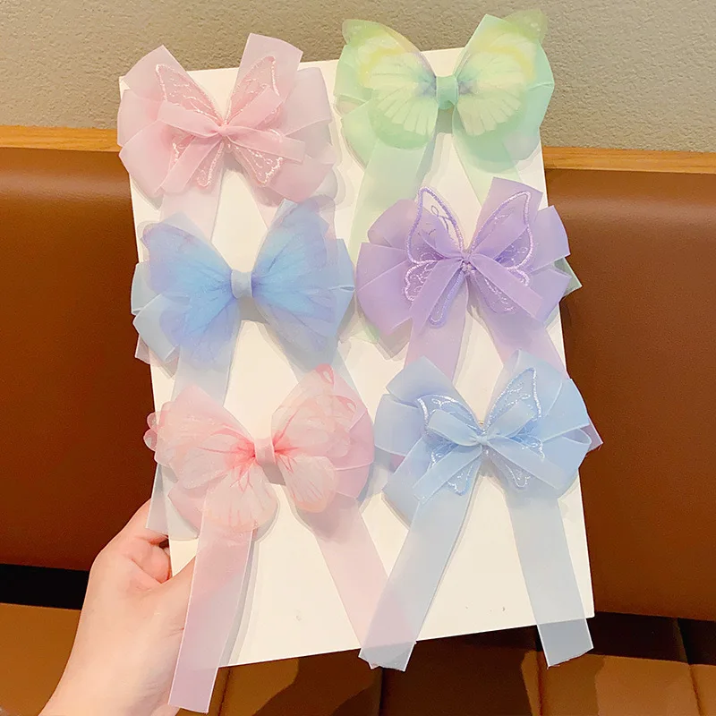 Korean Summer Headwear Solid Color Ribbon Big Bow Hair Clip Spring Clip Women Girls Fashion