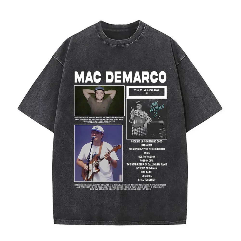 

Hot Sale Mac Demarco Washed Vintage T-shirt Men Women Casual Cotton Oversized Short Sleeve T Shirt Male Fashion Retro T-Shirts