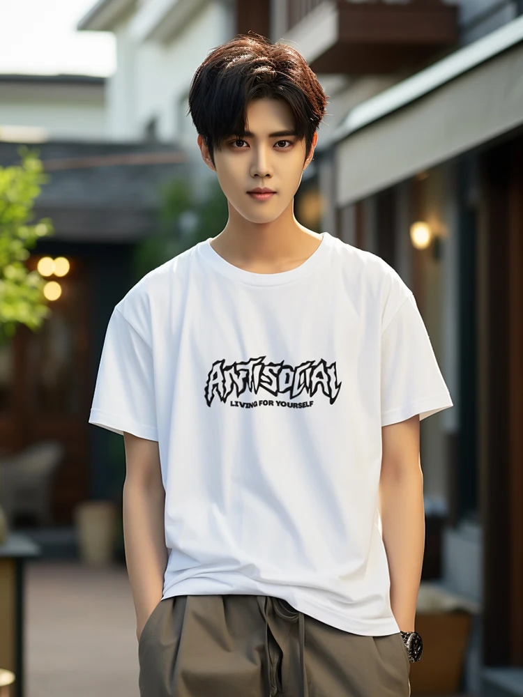 

American T-shirt for Men, Instagram Street Fashion Brand, Letter Pure Cotton Men's Style,loose and Versatile Summer,short Sleeve