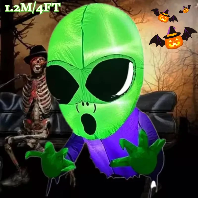 

1,2 м Хэллоуин уличные надувные игрушки альпинистское окно зеленая голова призрак светодиодный свет двор сад модель праздничное украшение