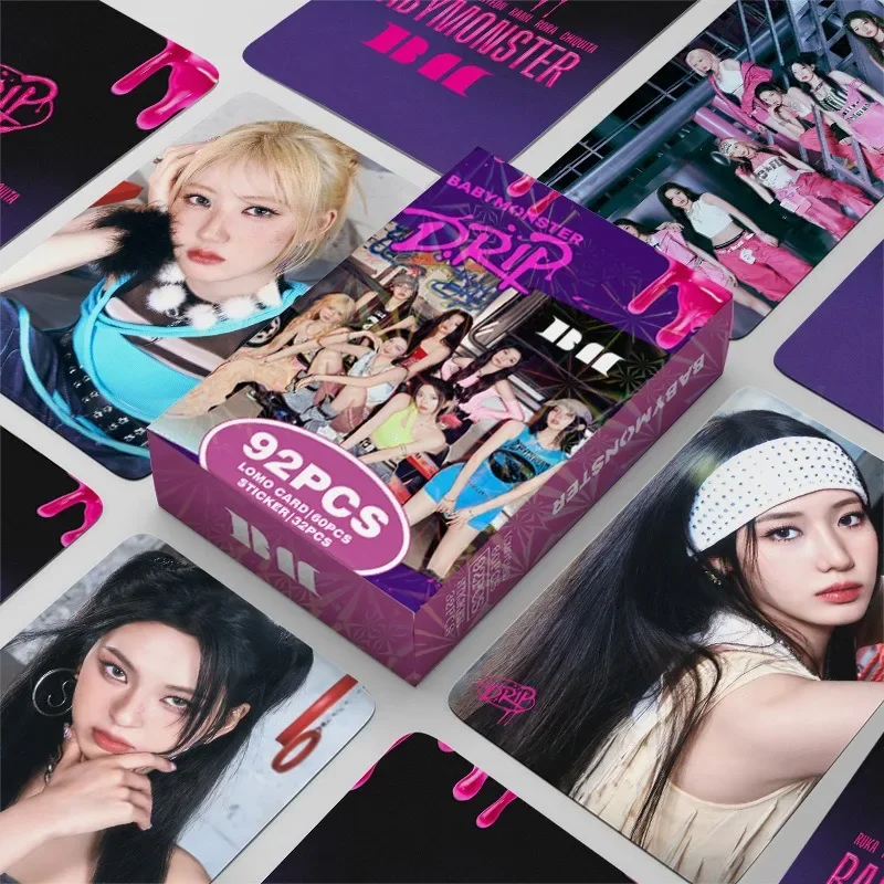 92pcs/set Kpop BABYMONSTER Lomo Card and Stickers BABY MONSTER