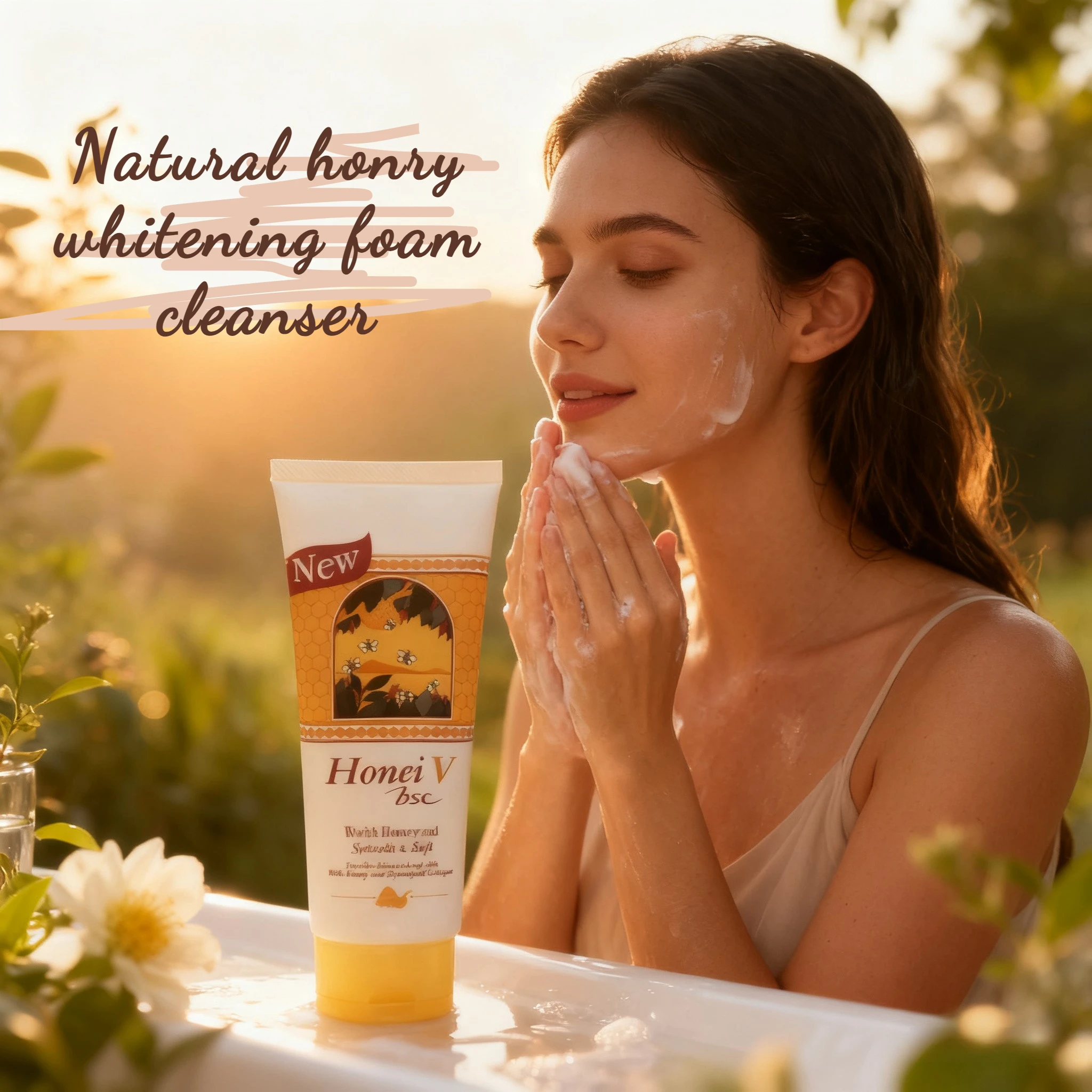 Thai Honeibsc Honey Whitening Foaming Facial Cleanser Cleanser Unclog Pores Clear Acne Refresh Skin Face Care Cleansing Foam