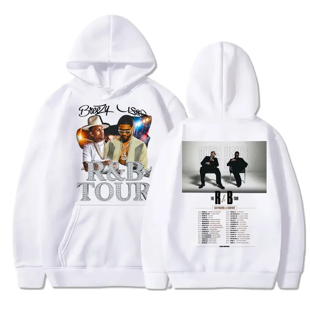 Customization Rapper Chris Brown Usher Raymond The R&B Tour Hoodie Men Women Hip Hop Fashion Tracksuit Fleece Loose Casual Hoody