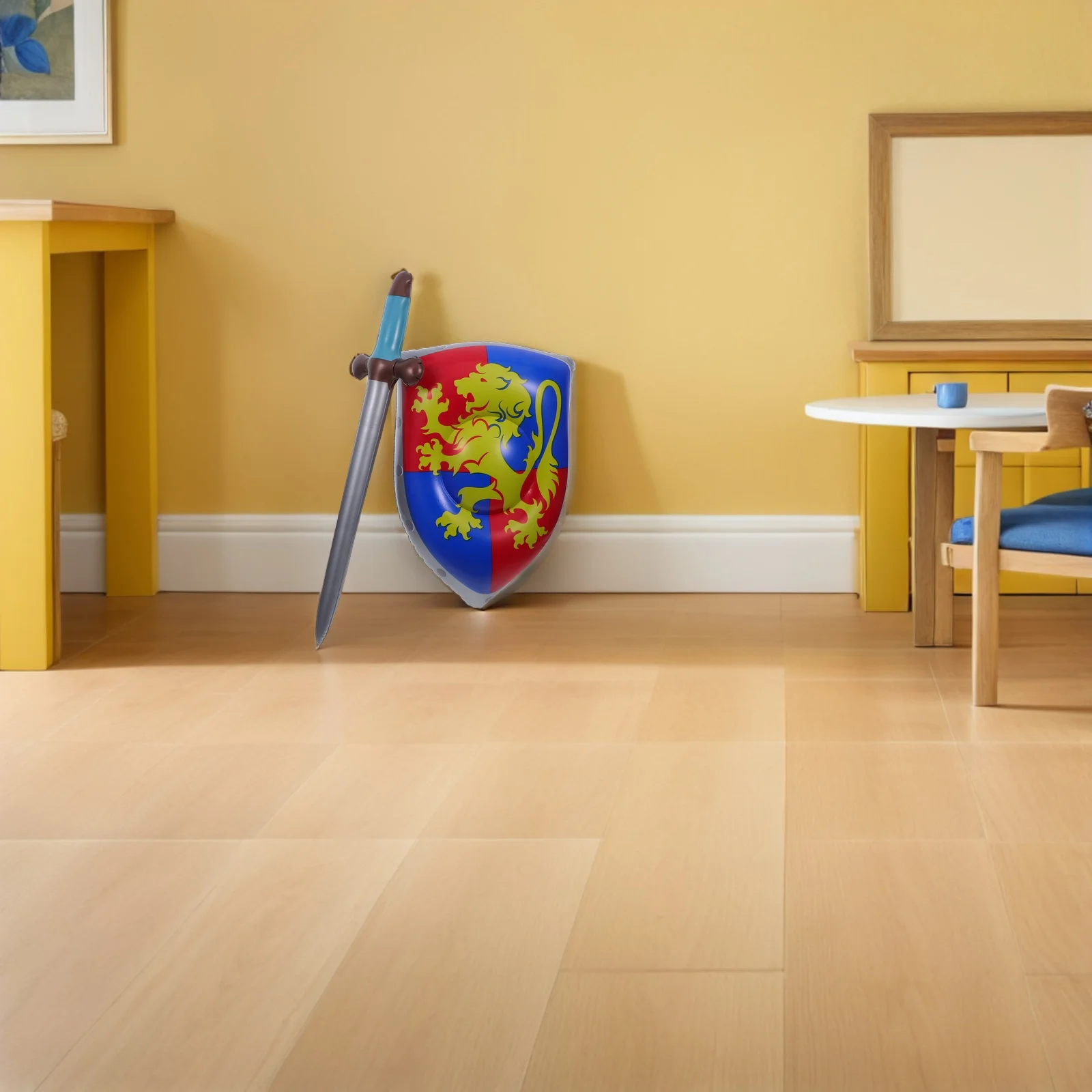 Set di scudi e spade gonfiabili per bambini da 4 pezzi per avventure di giochi di ruolo Puntelli gonfiabili dai colori vivaci per il tema del cavaliere pirata Samurai