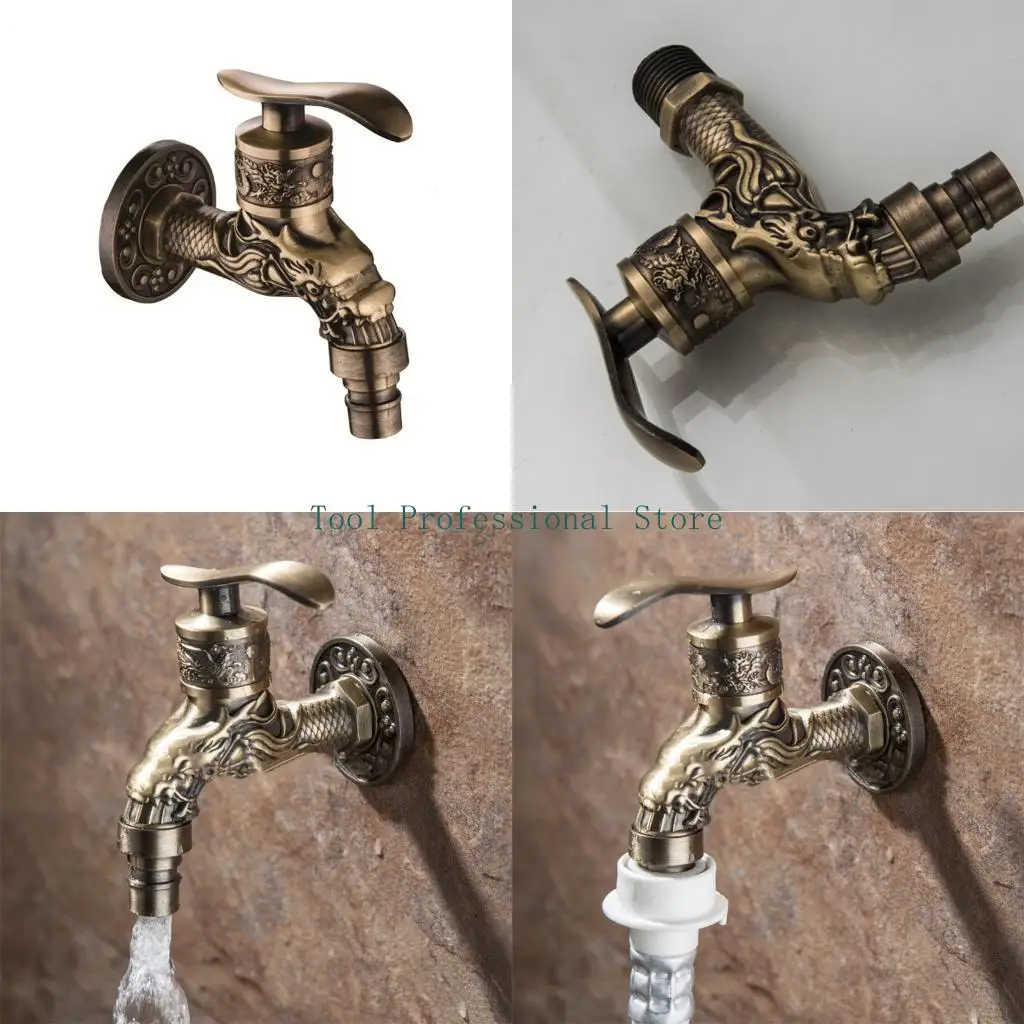 

57QF Vintage Inspires Wall Mount Faucet Handcrafted Water Tap Hand Polishes Faucet Upgrades for Indoor Outdoor Water Control