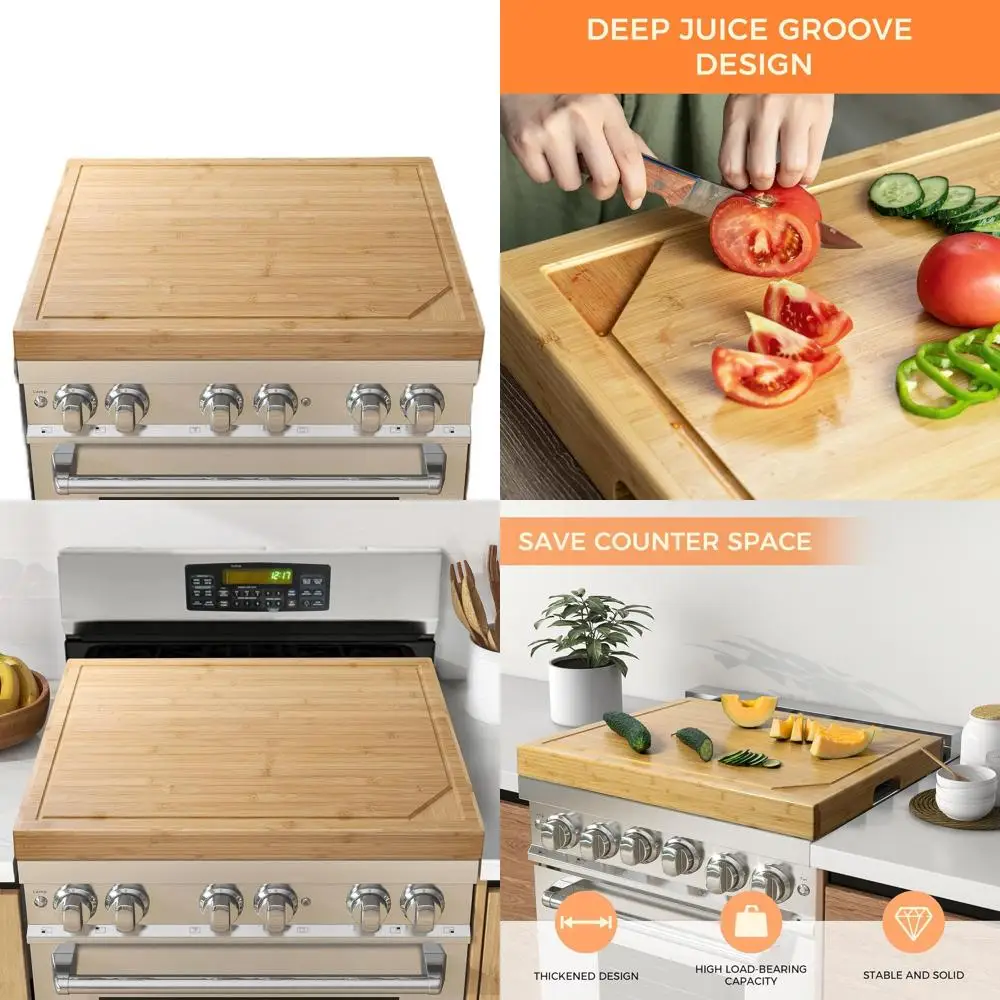 

Bamboo Noodle Board with Cutting Surface & Legs, 30x22x2.5 inches, for Electric/Gas Stoves & RV Use