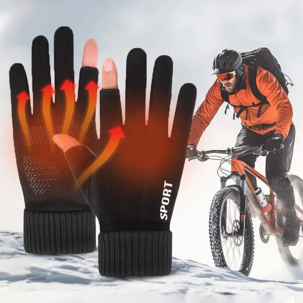 Thermische handschoenen met touchscreenverwarming Winddicht USB Elektrisch verwarmd 2-vingerhandschoenen voor fietsen Hardlopen Rijden Wandelen Wandelen