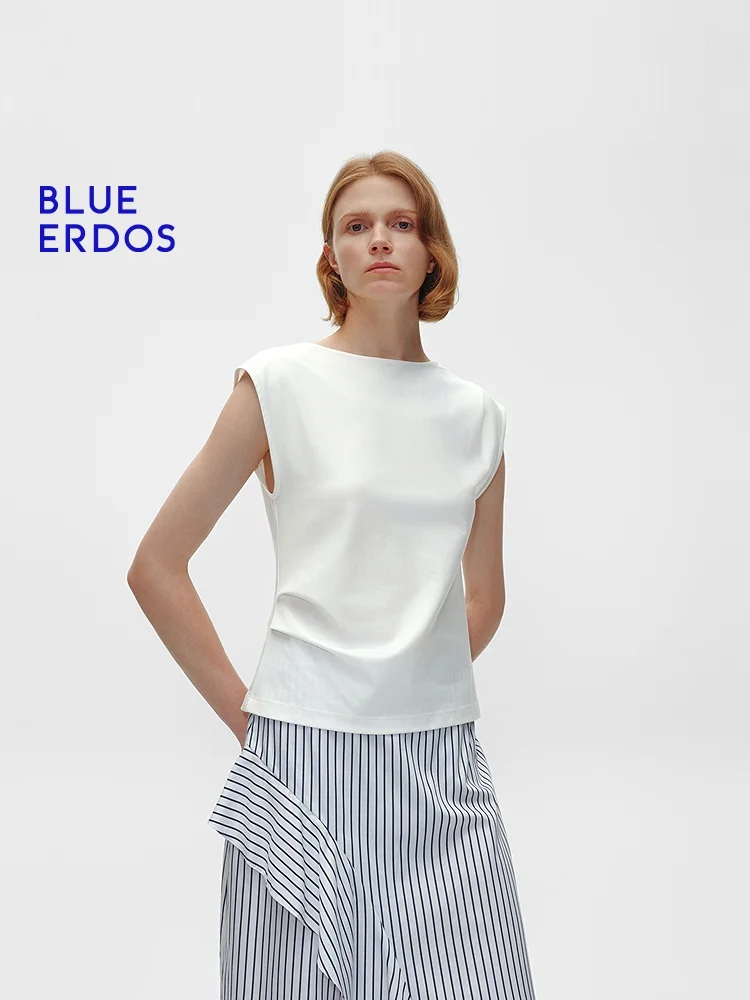 

Blue Erdos Women's ort Svel round Ne Top Tailored Summer Cotton Blend Commute Sle B255H004 OL Faion Pure Color
