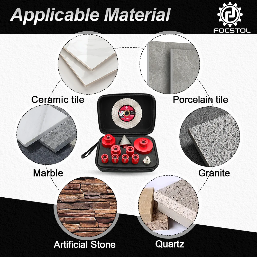 

FOCSTOL 11pcs Diamond Drill Core Bit For Ceramic Porcelain Tile Granite Marble Milling Bit Cutting Disc Hole Saw Drill Bit