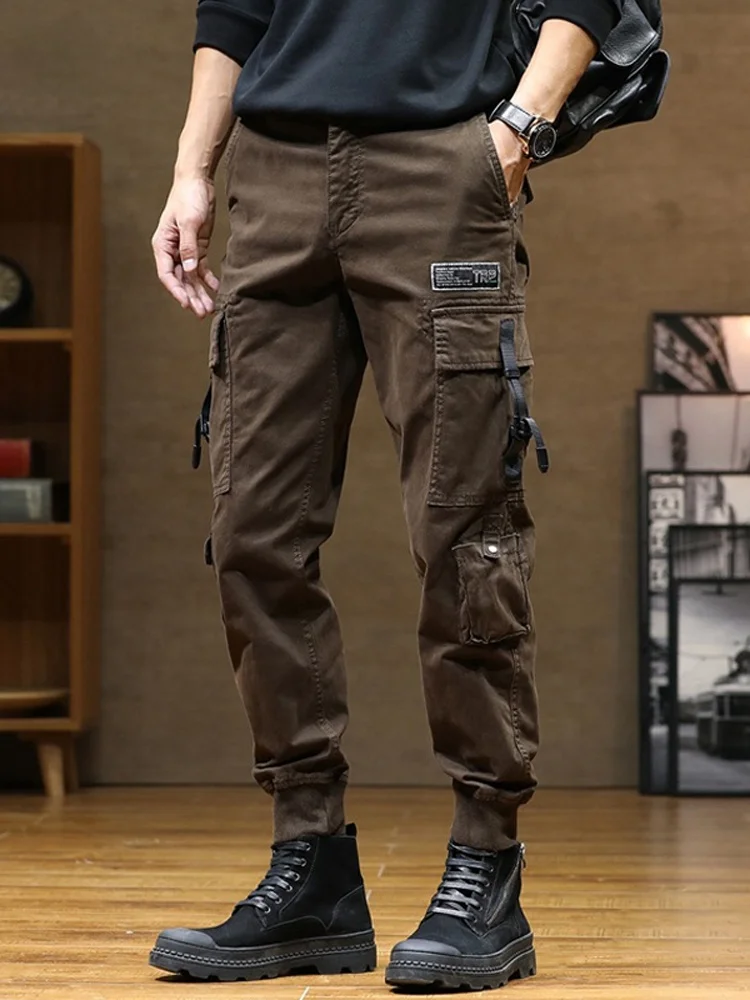 

Brown Cotton Casual Pants Men's American Sle Workwear Trousers Loose Fit Spring Autumn Breathable Comfortable Faionable